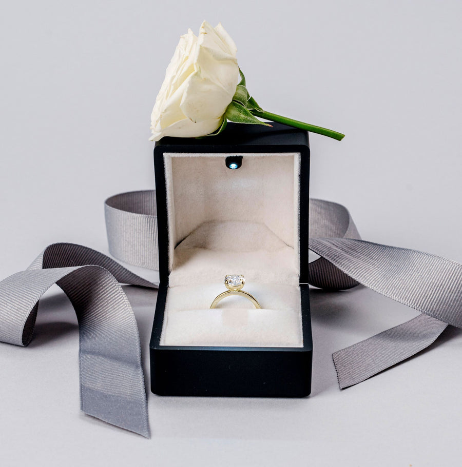 Black recordable Ring Box for proposals and anniversaries